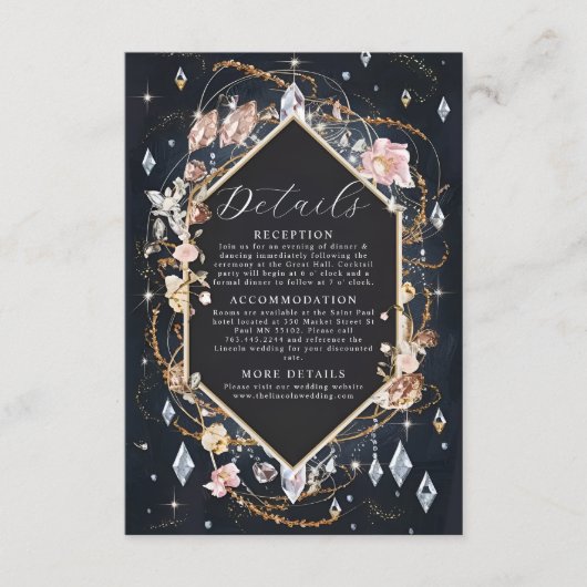 Black Diamond Decorated Luxury Wedding Begleitkarte (Vorderseite)