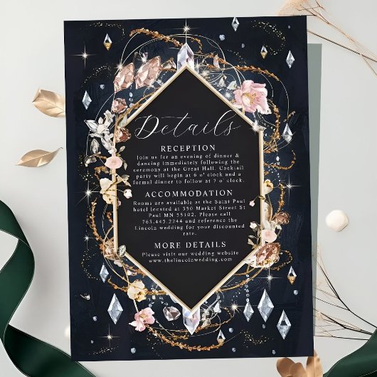 Black Diamond Decorated Luxury Wedding Begleitkarte