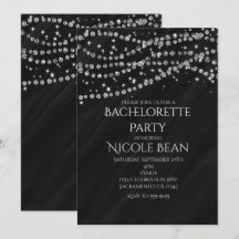 Black & Diamond Glamour Sparkle Party Einladungen