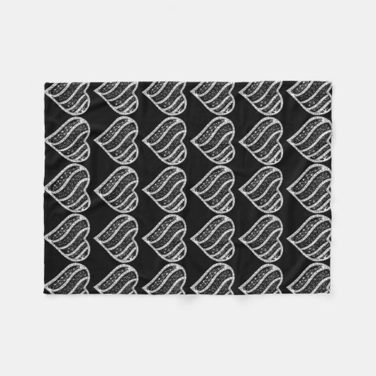 Black Diamond Heart Fleece Blanket (Vorderseite (Horizontal))