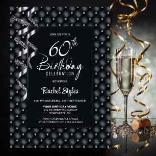 Black Diamond Pattern 60. Geburtstagsparty Einladung