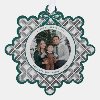 Black Diamond Pattern Holiday Ornament with Photo