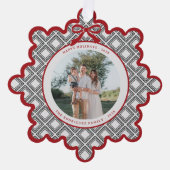 Black Diamond Pattern Holiday Ornament with Photo (Vorderseite)
