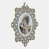 Black Diamond Pattern Holiday Ornament with Photo (Rechts)