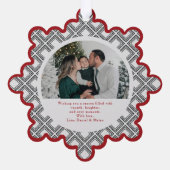 Black Diamond Pattern Holiday Ornament with Photo Karte (Rückseite)