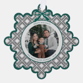 Black Diamond Pattern Holiday Ornament with Photo Karte (Vorderseite)