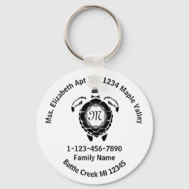 Black Diamond Sea Turtle Love Zuhause-Adresse Schlüsselanhänger