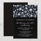 Black Diamond Sparkle Glitzer 59. Geburtstag Einladung (Vorne/Hinten)
