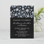 Black Diamond Sparkle Glitzer 77. Geburtstag Einladung (Stehend Vorderseite)