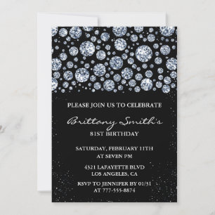 Black Diamond Sparkle Glitzer 81. Geburtstag Einladung