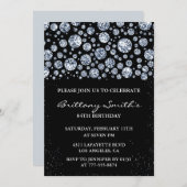 Black Diamond Sparkle Glitzer 84. Geburtstag Einladung (Vorne/Hinten)