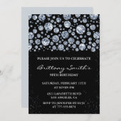 Black Diamond Sparkle Glitzer 98. Geburtstag Einladung (Vorne/Hinten)