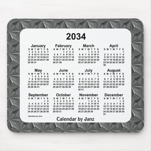 Black Diamonds Calendar von Janz 2034 Mousepad (Vorne)