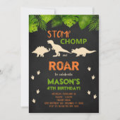 Black Dinosaur Birthday Invite Einladung (Vorderseite)