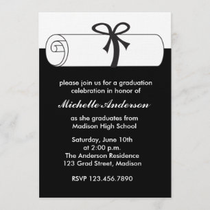 Black Diploma Abschluss Celebration Einladungen