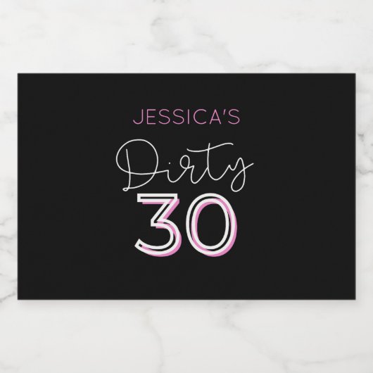 Black Dirty 30 Custom Mini Champagne Labels Schaumweinetikett (Einzelnes Label)