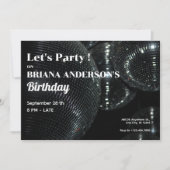 Black Disco Ball Einladung (Vorderseite)