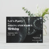 Black Disco Ball Einladung (Stehend Vorderseite)