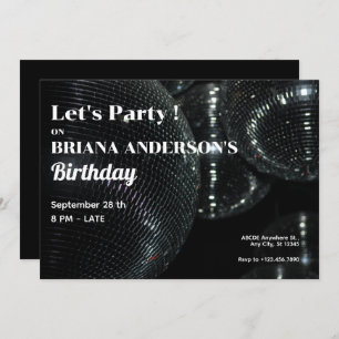 Black Disco Ball Einladung
