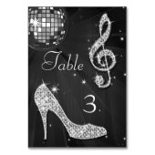 Black Disco Ball und Stiletto Shoe doppelseitig Tischnummer (Rückseite)