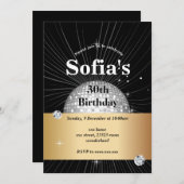 BLACK, Disco-Party, 70er Jahre, Tanz-Party Einladung (Vorne/Hinten)