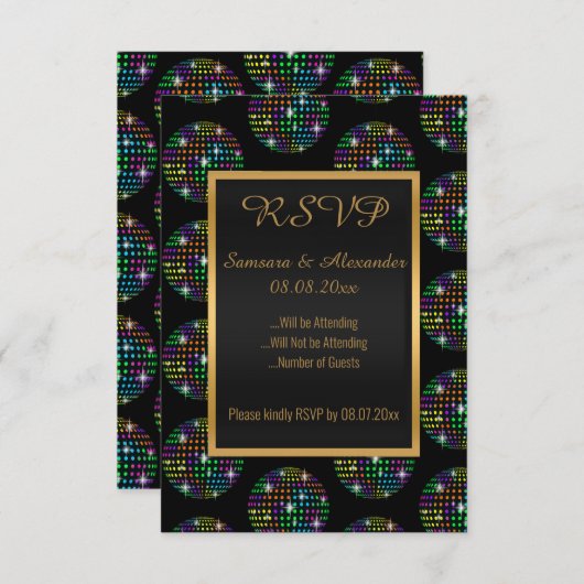 Black Disco Thema DISCOBALL UAWG Einladung (Vorne/Hinten)