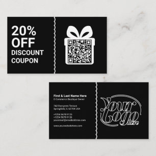 Black Discount-Coupon-QR-Code-Marketing Visitenkarte
