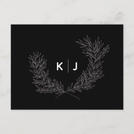 Black Distinguished Monogram Wedding RSVP Cards Ankündigungspostkarte