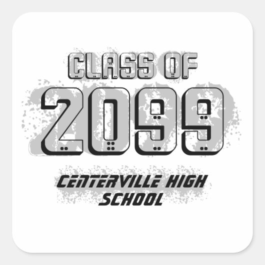 Black Distressed Modern Class of Square Sticker (Vorderseite)