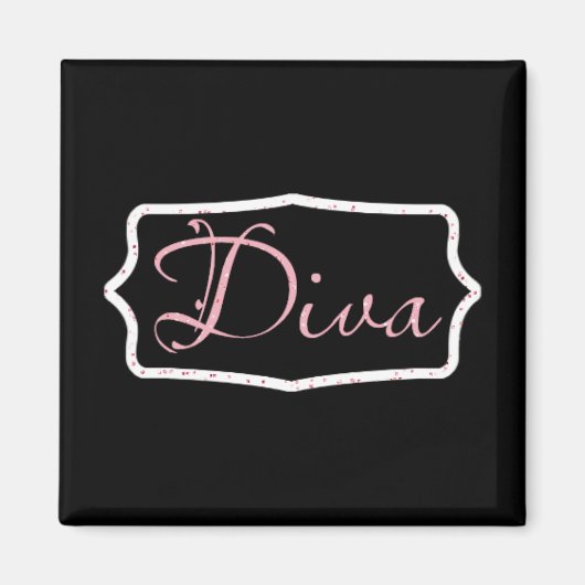 Black Diva Word Art Magnet (Vorne)