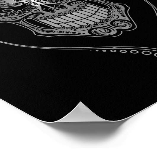 Black DJ Sugar Skull Poster (Ecke)