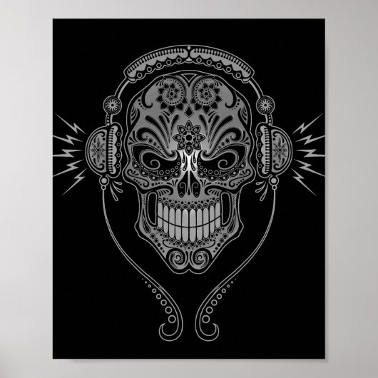 Black DJ Sugar Skull Poster (Vorne)