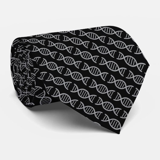 Black DNA Double Helix Pattern Krawatte (Gerollt)