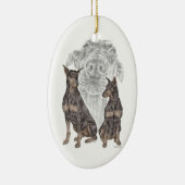 Black Doberman Hunde Keramikornament (Rechts)