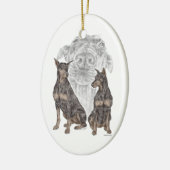Black Doberman Hunde Keramikornament (Links)