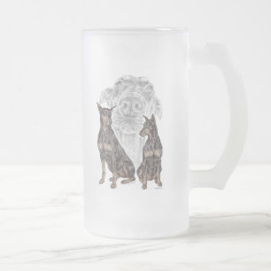 Black Doberman Hunde Mattglas Bierglas