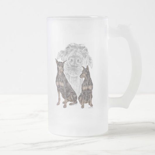 Black Doberman Hunde Mattglas Bierglas (Rechts)