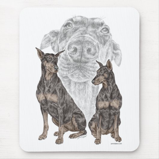 Black Doberman Hunde Mousepad (Vorne)