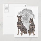 Black Doberman Hunde Postkarte (Vorne/Hinten)