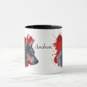 Black Doberman Pinscher Abstrakter Hintergrund Tasse (Zentrum)