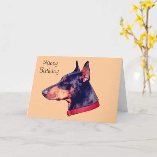 Black Doberman Pinscher Customizable Birthday Card Karte (Gelbe Blume)