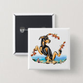 Black Doberman Pinscher Kinda Crabby Button (Vorne & Hinten)