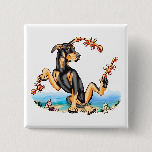 Black Doberman Pinscher Kinda Crabby Button (Vorderseite)