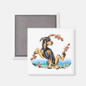 Black Doberman Pinscher Kinda Crabby Magnete Magnet (Vorderseite/Rückseite)