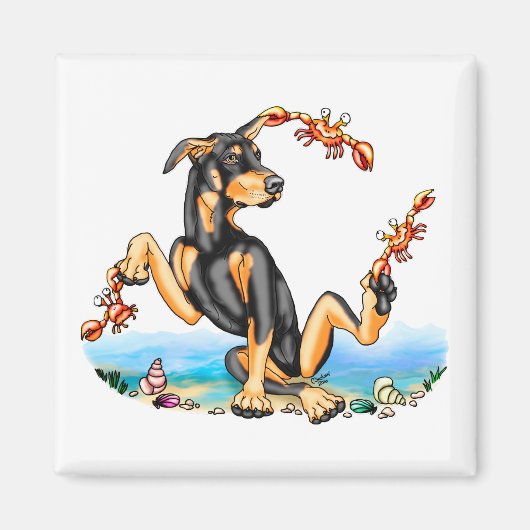 Black Doberman Pinscher Kinda Crabby Magnete Magnet (Vorne)
