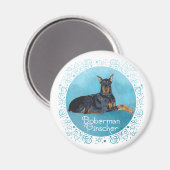 Black Doberman Pinscher Magnet (Vorderseite/Rückseite)