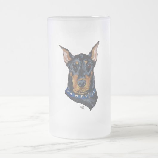 Black Doberman Pinscher Mattglas Bierglas (Mittel)