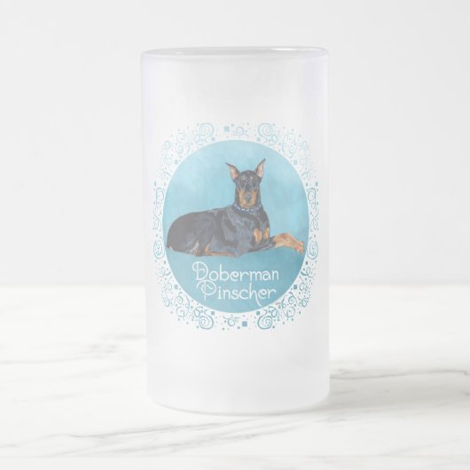Black Doberman Pinscher Mattglas Bierglas (Mittel)