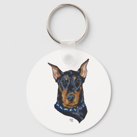 Black Doberman Pinscher Schlüsselanhänger (Vorderseite)