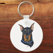 Black Doberman Pinscher Schlüsselanhänger (Vorderseite)